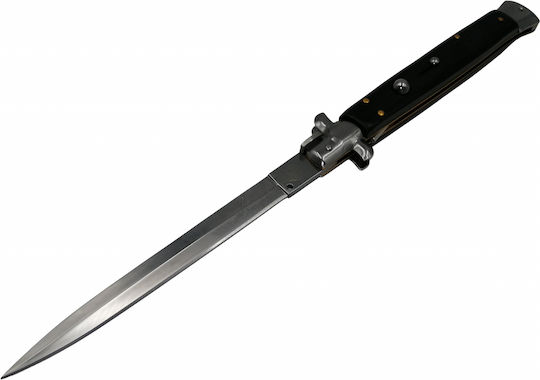 Automatic Folding Knife Italian Blade Stiletto Stainless Steel Black