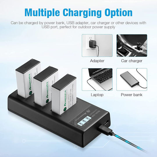 Dreifach Batterieladegerät Kompatibel mit Canon