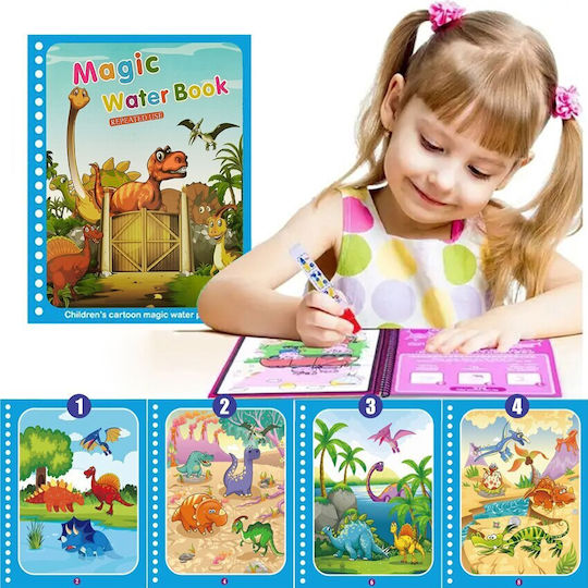 Magic Water Cărți De Colorat Lumea Dinozaurilor Aquadoodle Tip Reutilizabil Culori Vibrante Complete Diverși Dinozauri Băieți Fete Vârste 2 3 4 5 6 Bebelogic