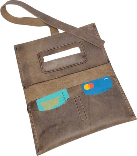 Gk Shoes Leather Tobacco Pouch With Snap Closure 10x16.5cm tobacco brown