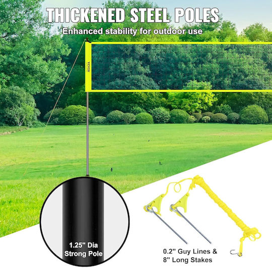 Set De Volei Cu Plasă Volei Badminton 9.7m X 2.4m Înălțime Reglabilă Material Impermeabil Stâlpi Din Metal Pompă De Volei Geantă De Depozitare Și Transport Inclus