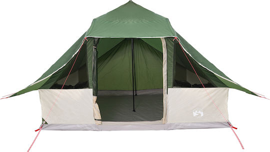 vidaXL Cort Camping Tip Teepee Verde pentru 10 Persoane 364x281x257cm