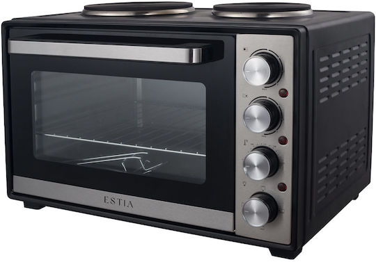 Estia Multicook Compact Elektrischer Ofen 38Es mit 2 Brennern Schwarz