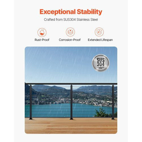 Vevor Στήριγμα για Περίφραξη Κήπου από Χάλυβα 42x2x2εκ. Μαύρο