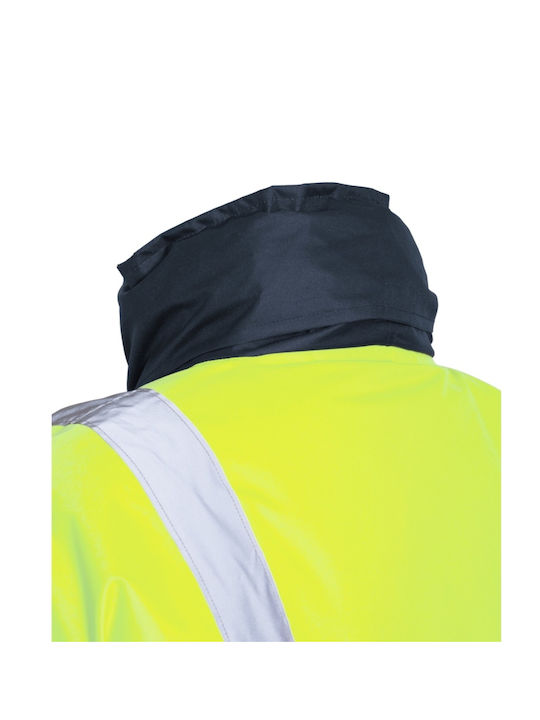 Active Gear Work Jacket Reflective Heated Softshell Cold with Fleece Lining and with Hood Yellow
