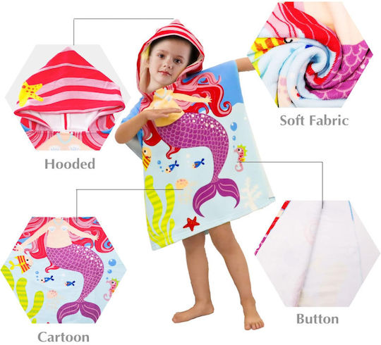Roza Fashion Детско Плажно Пончо Момиче Русалка 60x60