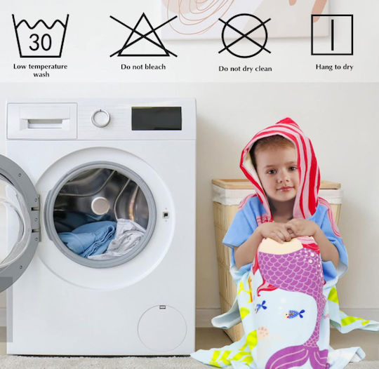 Roza Fashion Детско Плажно Пончо Момиче Русалка 60x60
