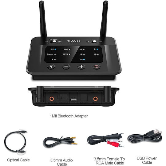Bluetooth 5.3 Transmitter Empfänger Wireless Aptx Hd Adapter Geringe Latenz Verbindung Zwei Geräte Gleichzeitig Bypass-Modus 70-Meter-Reichweite Multifunktionaler Schwarzer