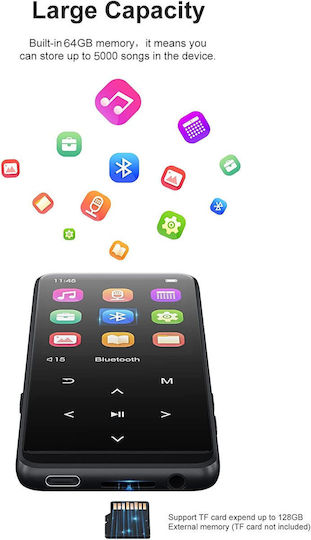 MP3 Player (64GB) με Οθόνη 2.4" X001KMLYUZ