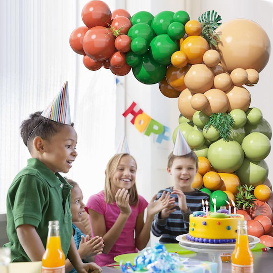 Set de Arcuri pentru Balon Decor pentru Petreceri În Verde Galben Portocaliu Diverse Mărimi 102 Bucăți Bandă pentru Balon Puncte Adezive