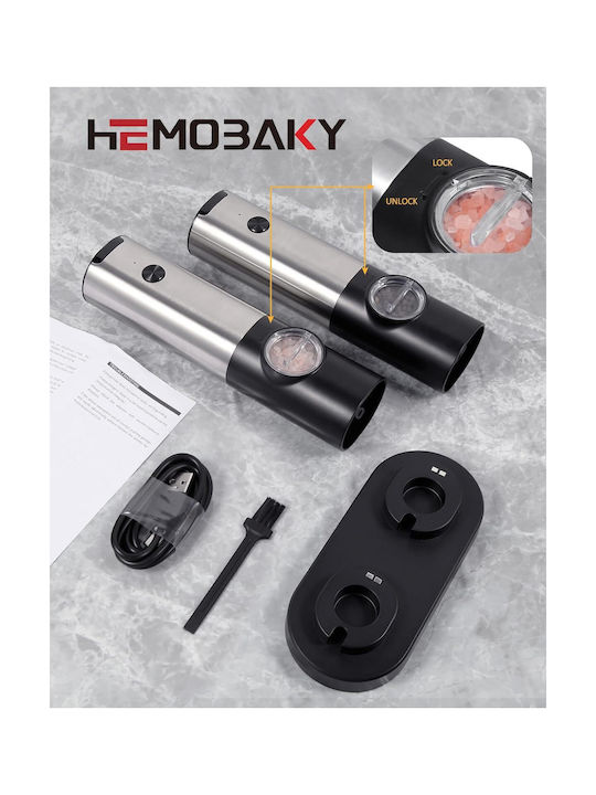 Set Electric Râșnițe Condimente Inox 2buc