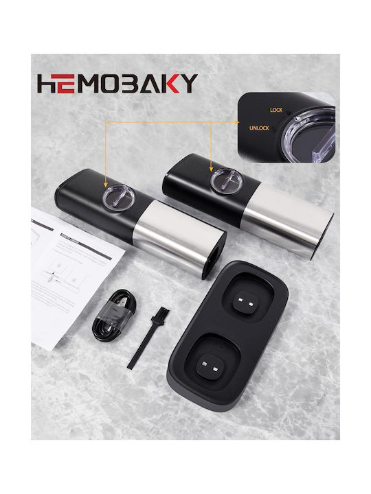 Set Electric Râșnițe Condimente Inox în Culoare Gri 2buc