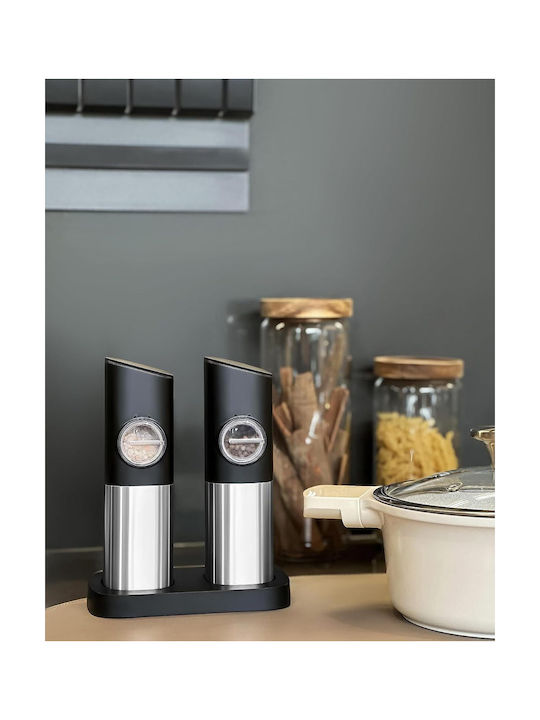 Set Electric Râșnițe Condimente Inox în Culoare Gri 2buc