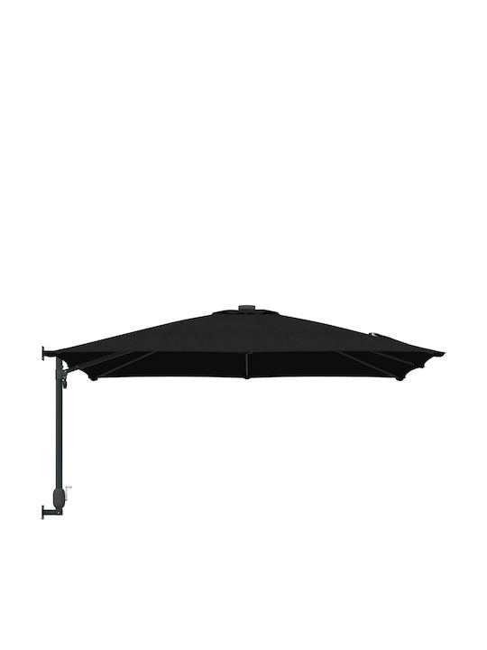 Umbrelă De Perete Pătrată Metalică Neagră 3x3xÎ1.6m