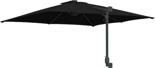 Wall Mounted Squared Metal Black Parasol 3x3xH1.6m