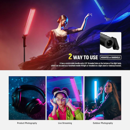 Iluminare Continuă Kit De Iluminare Pentru Fotografie Și Video 2 Corpuri De Iluminat RGB Cu Trepied