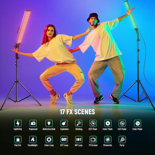 Iluminare Continuă Kit De Iluminare Pentru Fotografie Și Video 2 Corpuri De Iluminat RGB Cu Trepied