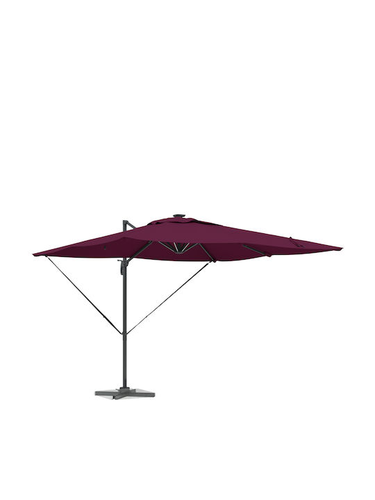 Hanging Circular Aluminum Burgundy Parasol F2.7xH2.7m