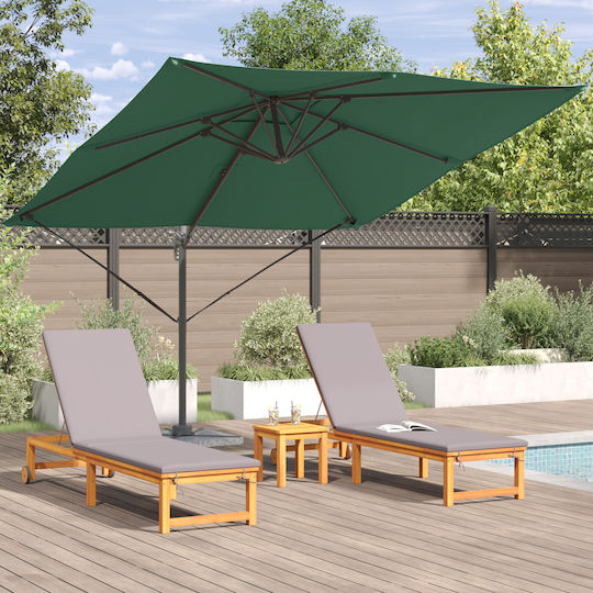 Hängender Aluminium Garten- und Terrassen-Sonnenschirm Grüne 2,86x2,85xHöhe 2,65 m