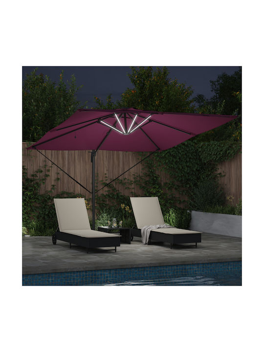 Hanging Circular Aluminum Burgundy Parasol F2.7xH2.7m