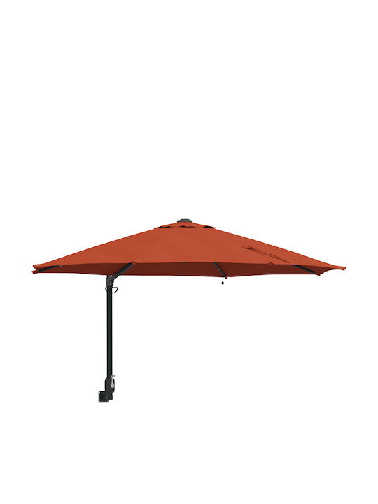 Wall Mounted Circular Parasol Metal Orange Diameter 2.48m Height 1.48m