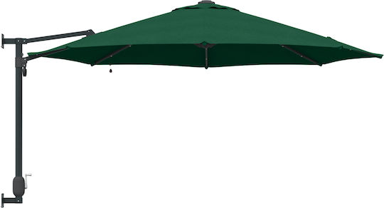 Wall Mounted Circular Metal Green Parasol F2.48xH1.48m