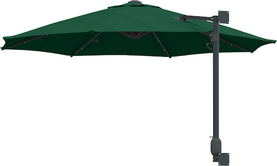 Wall Mounted Circular Metal Green Parasol F2.48xH1.48m