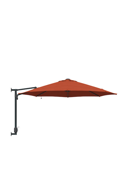 Wall Mounted Circular Parasol Metal Orange Diameter 2.48m Height 1.48m