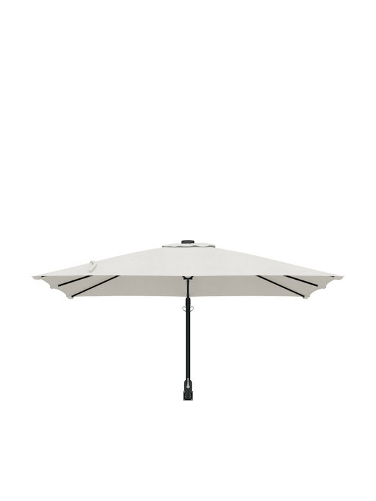 Square Aluminum Floor Parasol Beige with Valance 2.5x2.5m