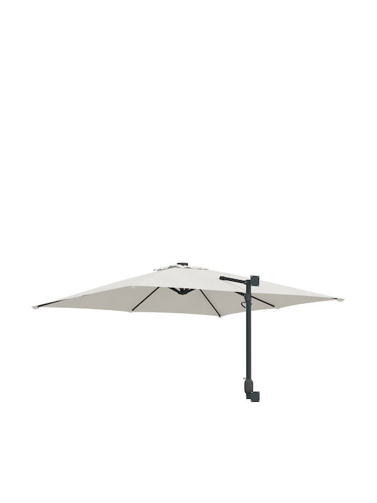 Square Aluminum Floor Parasol Beige with Valance 2.5x2.5m