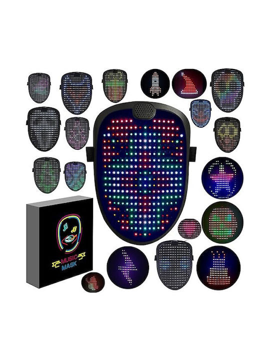 Smart Led Halloween Mask 60 Images Gesture Image Change Rechargeable Black