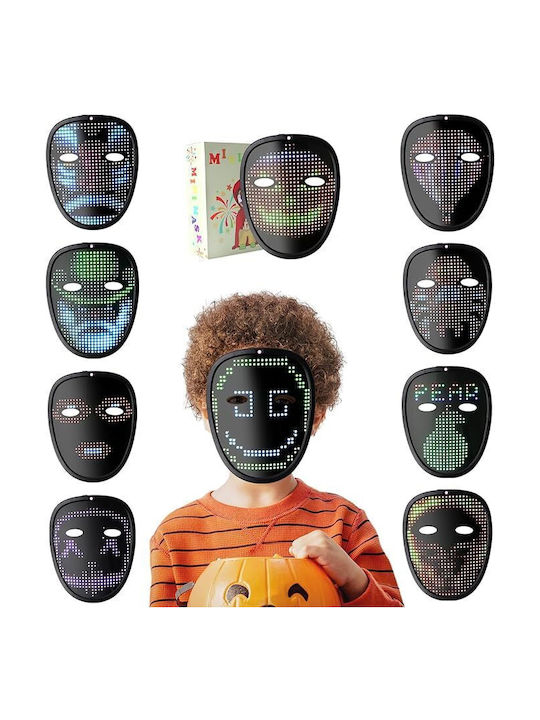 Masca de Halloween cu LED Inteligentă 50 Imagini Schimbare Imagini Gestuale Reîncărcabilă Wireless pentru Copii Negru