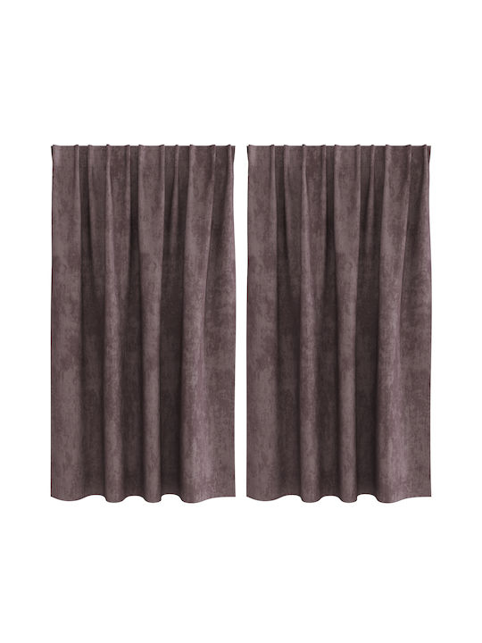 vidaXL Set Window Curtains With Brown Pencil Pleat 140x140cm