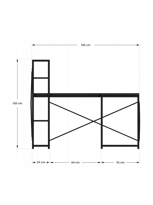 Γραφείο Leader Ξύλινο Μαύρο 145x50x75εκ.