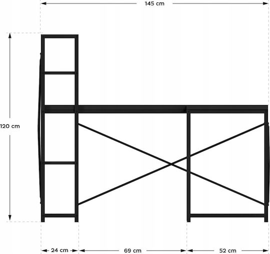 Birou Leader Din Lemn Negru 145x50x75 cm