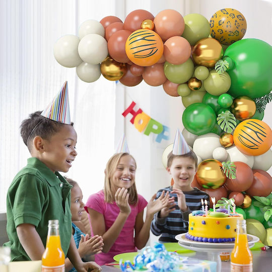 Set de Baloane Arc Verde Decorațiuni Party Retro Maro Portocaliu Diverse Dimensiuni 101 Bucăți Banda de Baloane Puncte Adezive