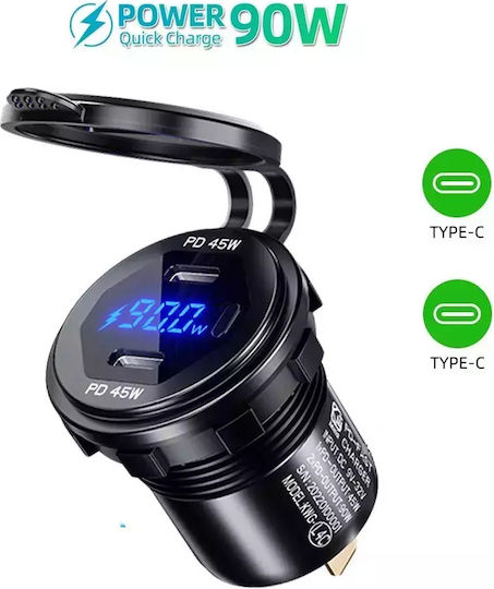 Motorradladegerät Schnellladung mit Anschlüssen: 2xType-C