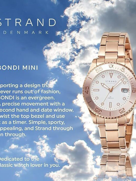 Strand by Obaku Women's Watch with Pink Gold Metal Bracelet
