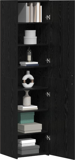 Office Storage Cabinet Wooden Black Oak 45x42.5x185cm