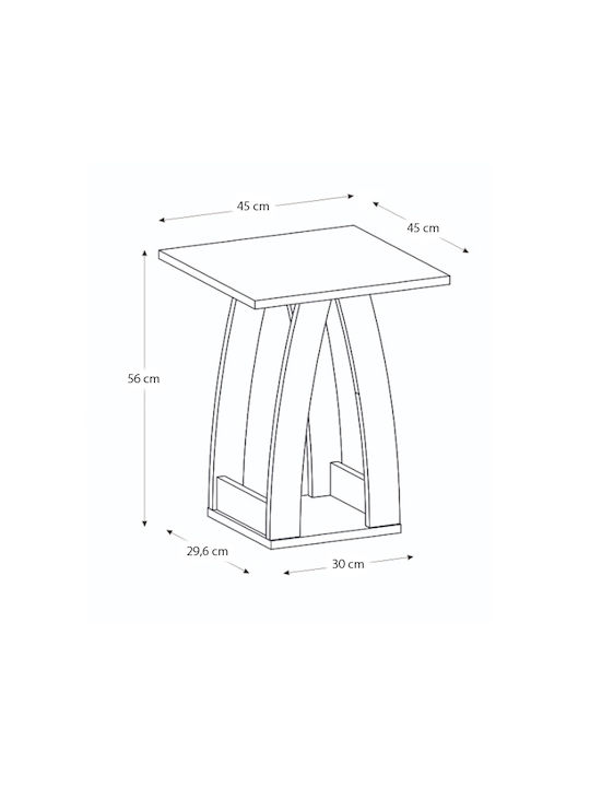 Square Side Coffee Table Deros Wooden Sepet Oak W45xL45xH56cm