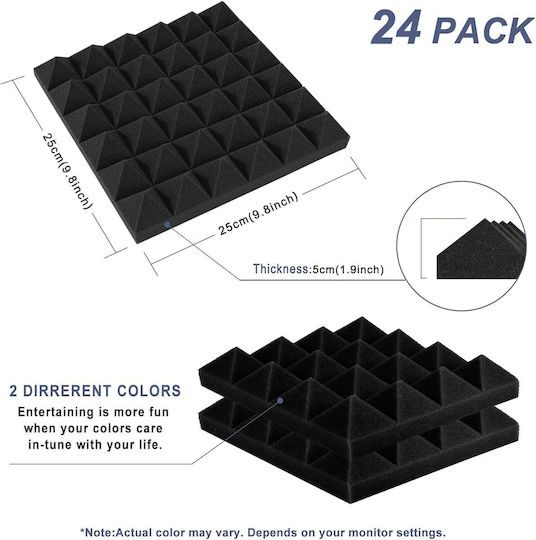 Set of Sound Absorbing (24pcs) 25cm x 25cm x 50mm