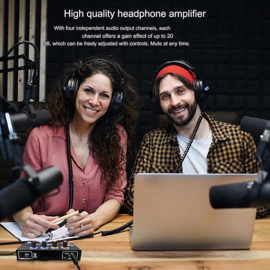 Amplificator Rgb Pentru Căști 4 Canale 3.5mm 4 Canale 6.35mm Mini Amplificator Ph400 Mono Stereo Control Volum Audio Scene Studiouri Petreceri Negru