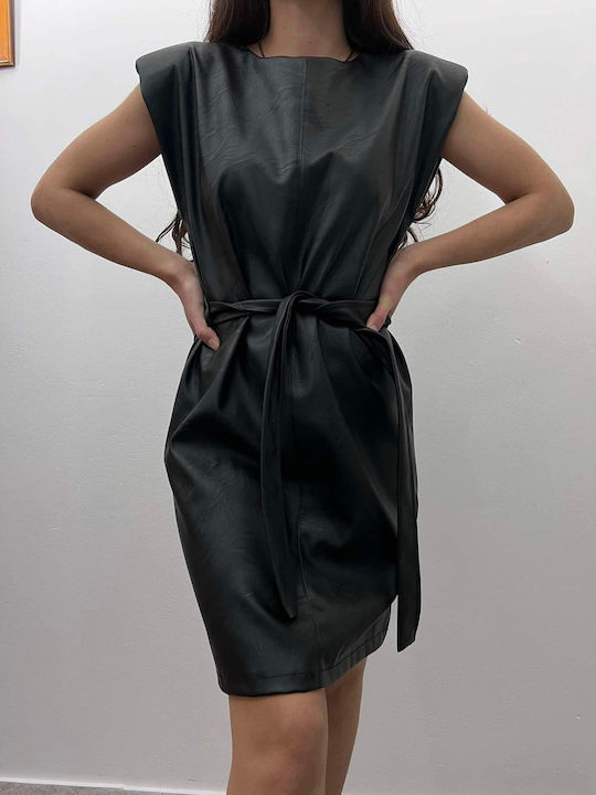 Mini Abendkleid Leder Schwarz