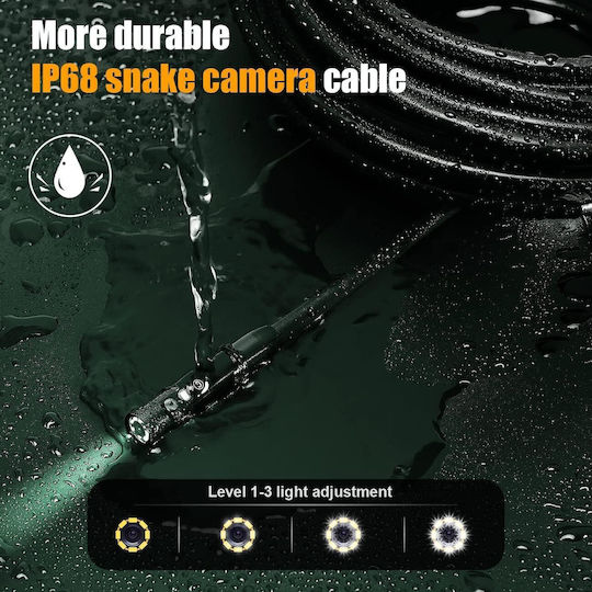Camere Endoscopice Industriale pentru Inspecție Cameră cu 3 Lentile Detachabilă 15 M Tub Ip68 Rezistent la Apă 1080p Hd 10 Lumini Led Accesorii Card de Memorie 32 Gb Borescop Es515