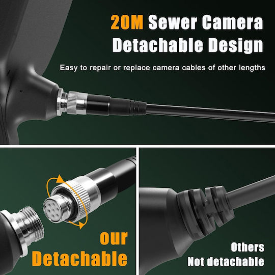 Camere Endoscopice Industriale pentru Inspecție Cameră cu 3 Lentile 20 M Tub Detasabil Ip68 Rezistent la Apă 1080p Hd 10 Lumini Led Accesorii Card de Memorie 32 Gb Boroscop Es520
