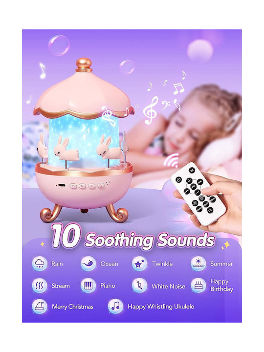 Led Παιδικό Φωτιστικό Projector Ροζ