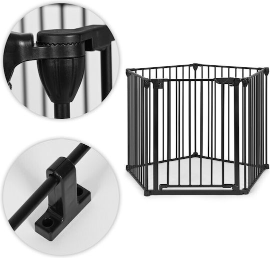 Pliabil Ușă de siguranță Montaj simplu din Metal în Culoare Negru 300x74cm 1buc
