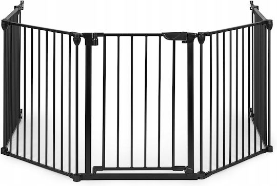 Pliabil Ușă de siguranță Montaj simplu din Metal în Culoare Negru 300x74cm 1buc
