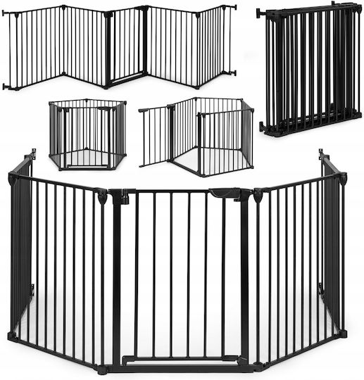 Pliabil Ușă de siguranță Montaj simplu din Metal în Culoare Negru 300x74cm 1buc