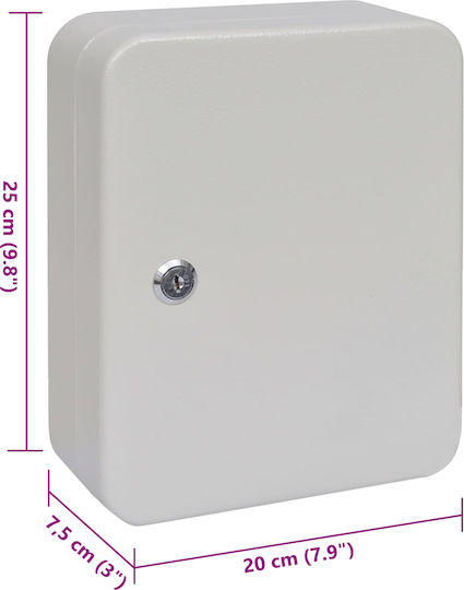 vidaXL Wand-Schlüsselanhänger Metallisch Mit Schloss 48 Haken 20x7.5x25cm